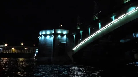 Night lighting of the Stock bridge Video stock 85093729