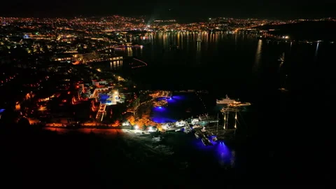 Night lights from Bodrum beach Stock Footage 235445716
