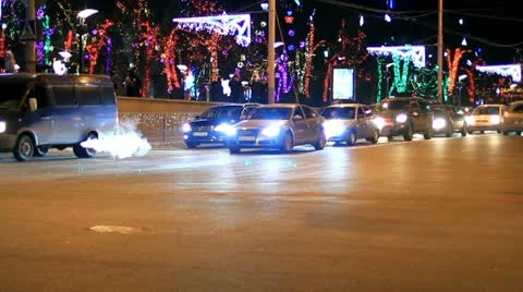 Night lights in car Stock Footage 12154191