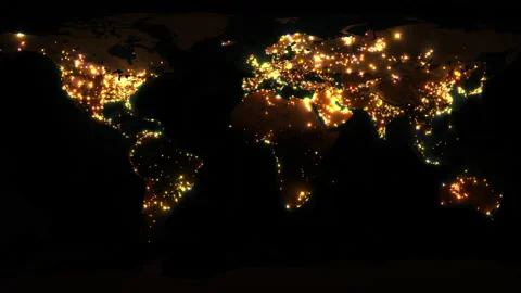 Night Lights of Earth Planet. 3D rendering. Video stock 220908980
