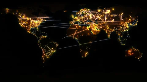 Night Lights of Earth Planet. 3D rendering. Stock Footage 224069983