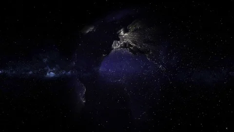 Night lights of the earth planet rotating in the sky Stock Footage 75183245