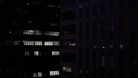 Night Lights Of Empty Office Tower Floors Stock Footage 316772577