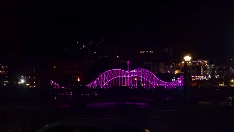 Night Lights on Haridwar Bridge Stock Footage 326287820