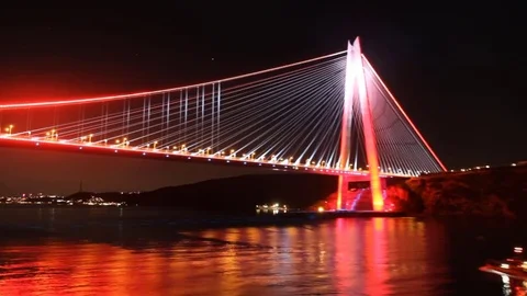 Night lights of Istanbul's Bridge  Video stock 77898906
