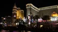 Night Lights Las Vegas Strip Venetian Hotel Crowded Car Traffic People Commuting HD Footage