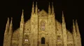 Night Lights Milan West Facade Cathedral Duomo Old Town Fashion Capital City HD Footage