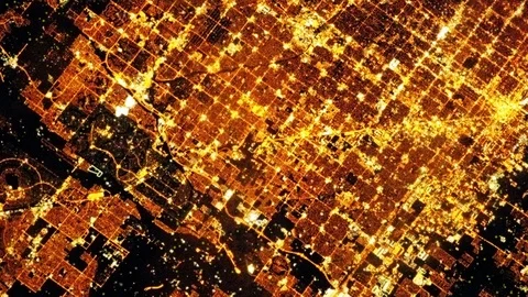 Night lights pattern city aerial satellite view of Phoenix Stock Footage 121852737
