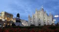 Night Lights Public Crowd Famous Place Milan Duomo Square Cathedral Expo 2015 HD Footage