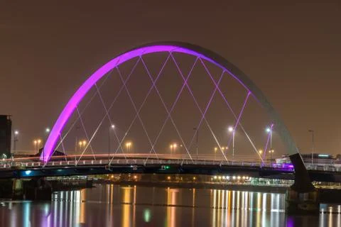Night lights reflection of Glasgow Stock Photos