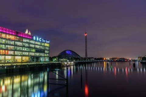 Night lights reflection of Glasgow Foto stock