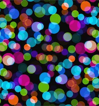 Night lights. Seamless bokeh vector background. Colorful transparent circle Stock Illustration