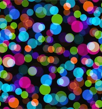 Night lights. Seamless bokeh vector background. Colorful transparent circle Stock Illustration