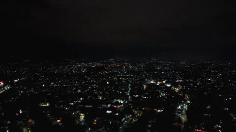 Night lights streak across a roundabouts central garden. Stock Footage 340178760