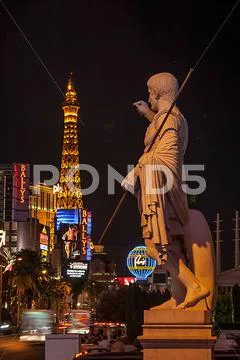 Night lights on, strip, las vegas Stock Photos