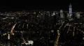 Night llumination Aerial View New York City Cityscape NYC Metropolitan Scenic HD Footage