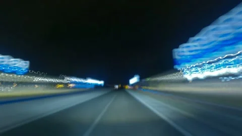 Night Long Exposure TIme Lapse of Traffic and street above fast Car Stock Footage 197886588