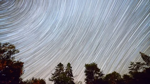 Night long star trails timelapse Stock Footage 79620654