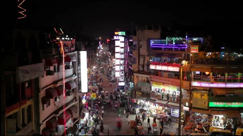 Night Main Bazar in New Delhi Vídeos de archivo 59160824