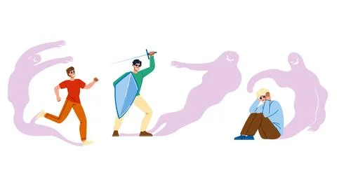 Night man shadow fear vector Stock Illustration