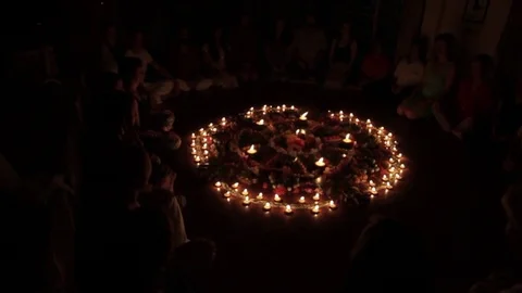 Night mandala with candles 库存影片 70986376