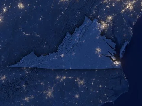 Night map of Virginia Illustrazione stock