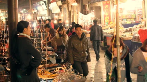 Night market of china Stock Footage 1038743