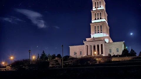 Night at Masonic Memorial Stock Footage 82390092