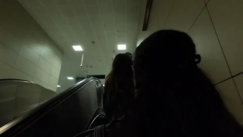 Night Metro Station Interior Escalators Stock Footage 339966348