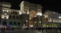 Night Milan Vittorio Emanuele Gallery II Fire Truck Firefighters Emergency Exit HD Footage