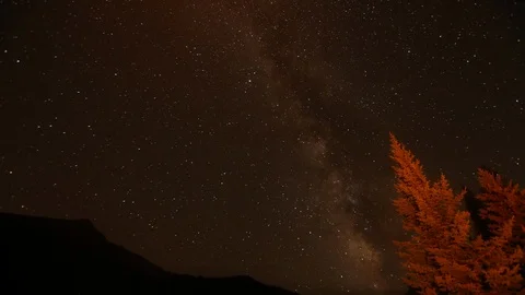 Night Milky Way Time Lapse with Campfire Light Leaks Stock-Footage 101211634