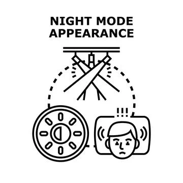 Night mode appearance vector concept illustration Illustrazione stock