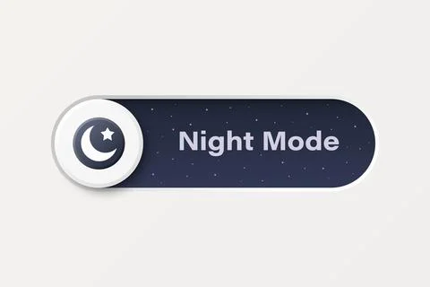 Night Mode Button, Vector Illustration. Night Mode UI Switch with Crescent Moon Stock Illustration