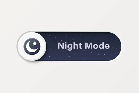 Night Mode Button, Vector Illustration. Night Mode UI Switch with Crescent Moon Stock Illustration