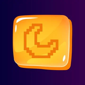 Night mode glossy ui button with pixelated icon Stock Illustration