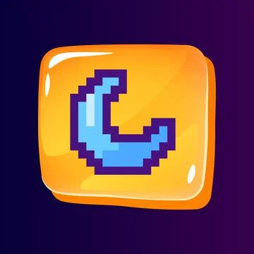 Night mode glossy ui button with pixelated color icon Illustrazione stock