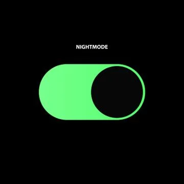 Night Mode Green Switch Button. Dark Theme Slider Button. UI. Vector Stock Illustration