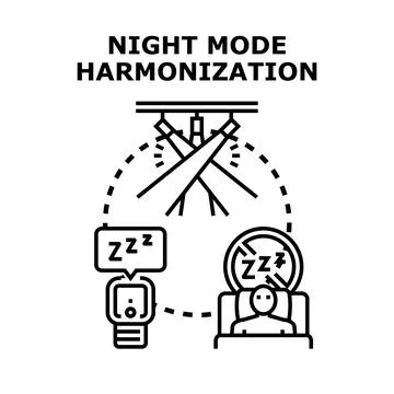 Night mode harmonization for improved sleep concept Stockillustratie