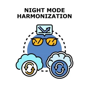 Night mode harmonization optimizing digital display comfort vision Stock Illustration