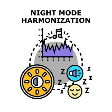 Night mode harmonization optimizing digital device settings Stock Illustration