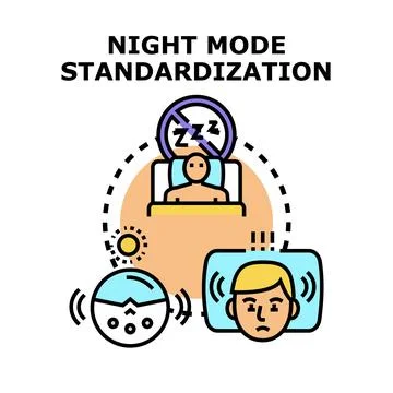 Night mode standardization concept for disturbing sleep Stock Illustration