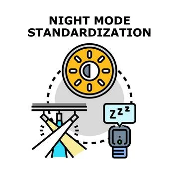 Night mode standardization optimizing digital device usage Stock Illustration