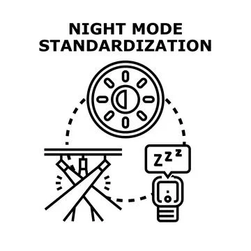 Night mode standardization optimizing digital device usage Stock Illustration