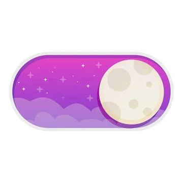 Night mode toggle button showing full moon and stars on purple sky background イラスト素材