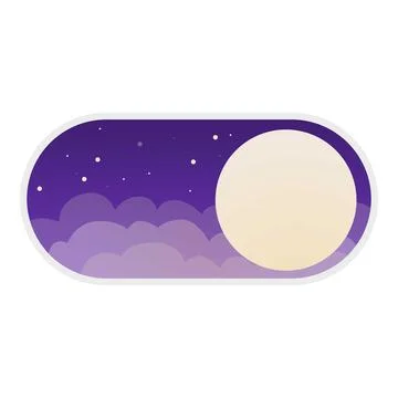 Night mode toggle button showing full moon and clouds Illustrazione stock