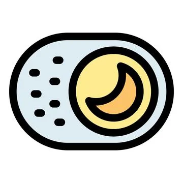 Night mode toggle button showing crescent moon and stars for sleep or rest Stock Illustration