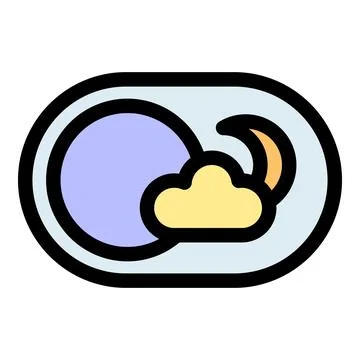 Night mode toggle showing moon and cloud covering sun icon Illustrazione stock