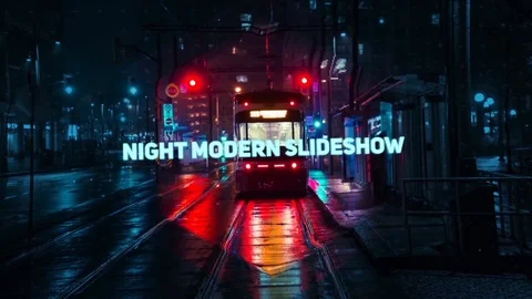 Night Modern Slideshow 스톡 After Effects