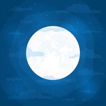 Night Moon on Blue Sky Background Stock Illustration