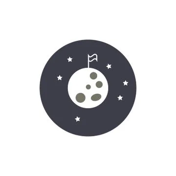 Night at moon with flag Stock Illustration